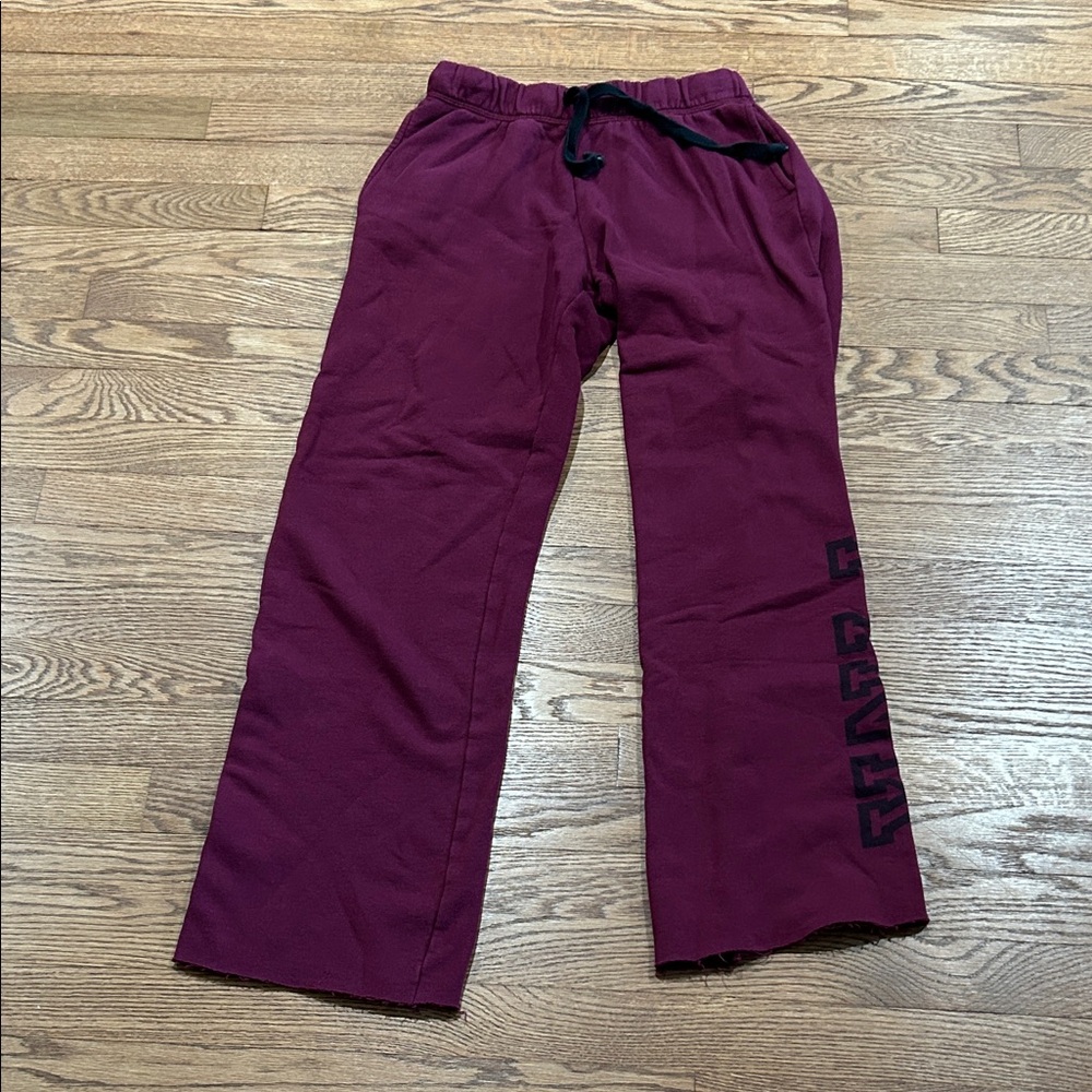 PINK Victoria's Secret Burgundy Lounge Pants with Black Logo